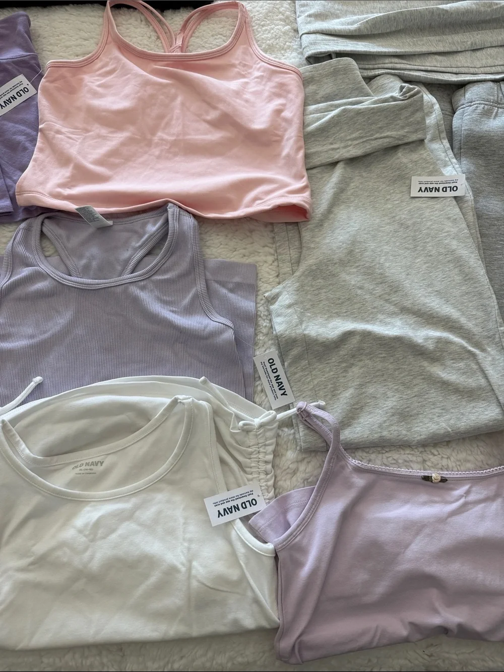 Old Navy Girls Pastel Tank Tops and Light Gray Joggers Set. All for 1 price